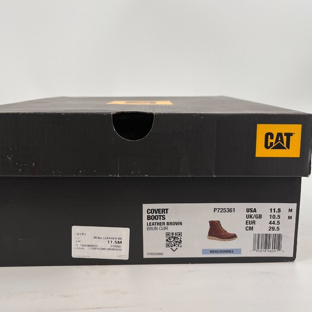 CAT Mens Covert Round Toe Lace up Boots Brown Size 11.5M New In Box - Picture 16 of 16